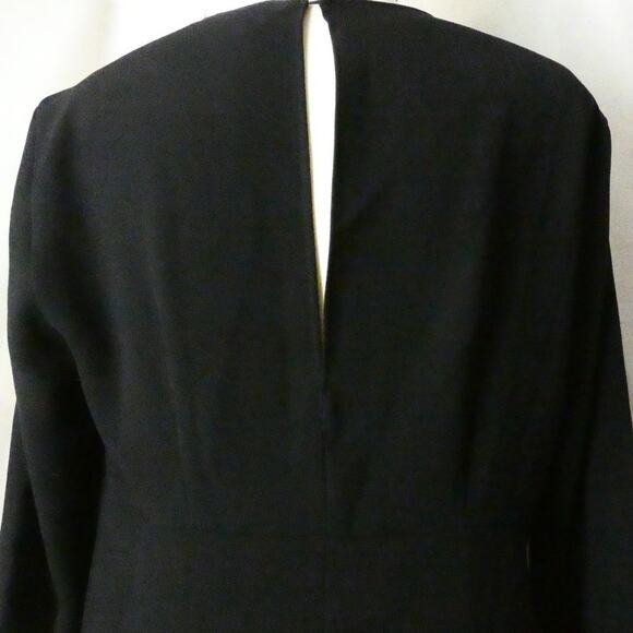 Zara Woman Large Black Dress Open Slit Back Flowy Long Sleeves Midi - Picture 5 of 6